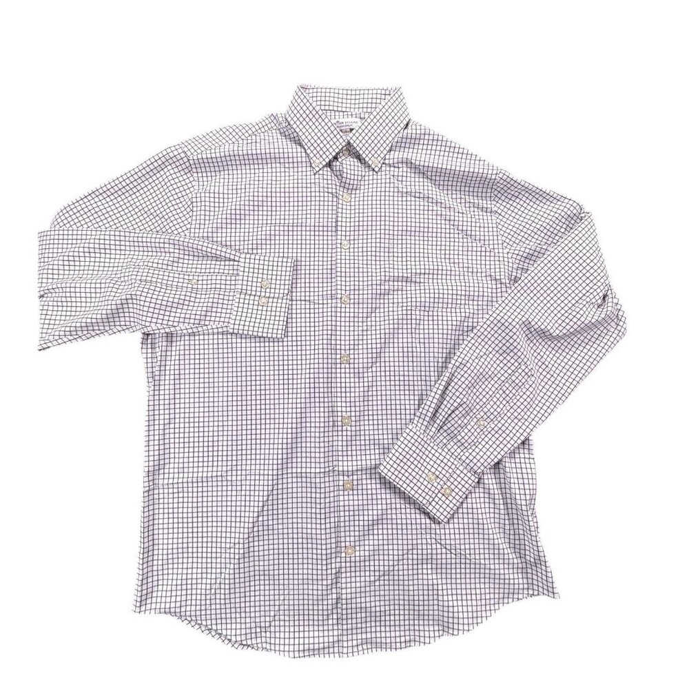 Peter Millar Button Up Shirt Mens Large Black White Summer Comfort Check CMAA